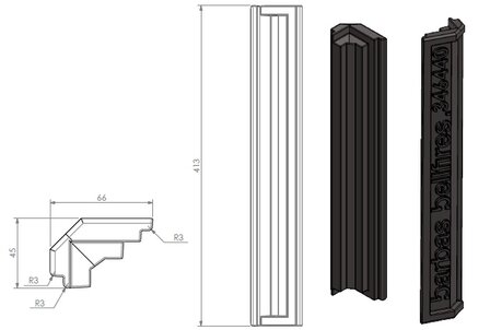 Lamel hoekl H=413mm 346440 Barbas