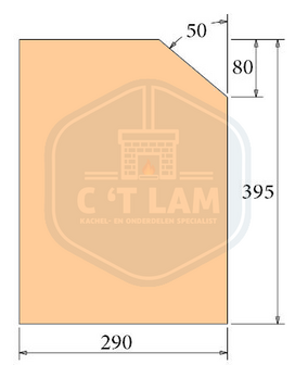 Isolatieplaat 301573 zijkant lamel voor Barbas houtkachel 395x290x8